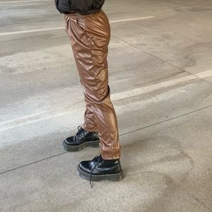 Brown straight leg princess Polly leather pants
